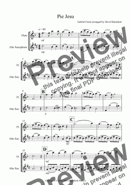 page one of Pie Jesu (from Requiem) for Flute and Alto Saxophone Duet 