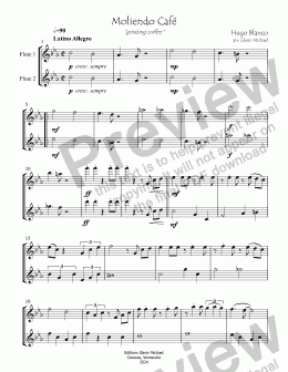 page one of Moliendo Cafe  for Two  flutes 