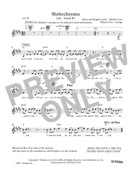 page one of Shehecheyanu (Lead Sheet / Fake Book)