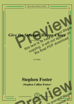 page one of S. Foster-Give the Stranger Happy Cheer,in A Major 