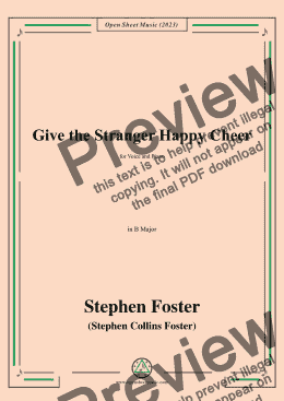 page one of S. Foster-Give the Stranger Happy Cheer,in B Major 