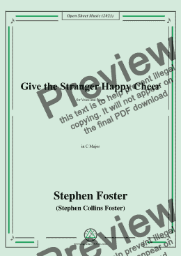 page one of S. Foster-Give the Stranger Happy Cheer,in C Major 