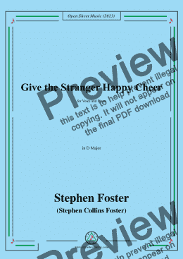 page one of S. Foster-Give the Stranger Happy Cheer,in D Major 