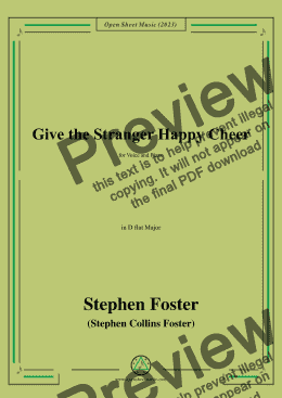 page one of S. Foster-Give the Stranger Happy Cheer,in D flat Major 