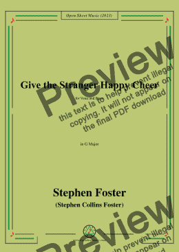 page one of S. Foster-Give the Stranger Happy Cheer,in G Major 