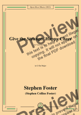 page one of S. Foster-Give the Stranger Happy Cheer,in G flat Major 