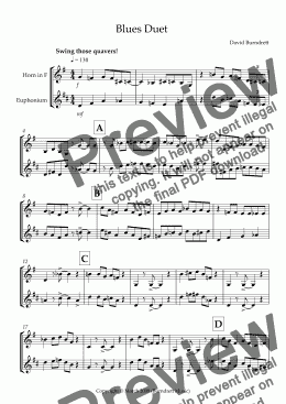 page one of Blues Duet for Horn and Euphonium 