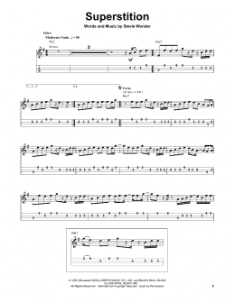 page one of Superstition (Mandolin Tab)