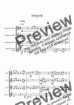 page one of Tempoid - Clarinet Quartet