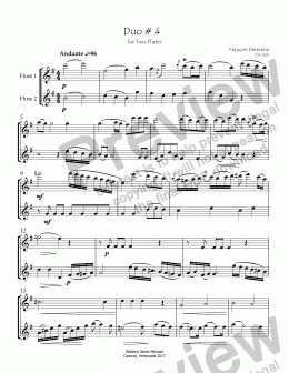 page one of Duo # 4 in G for two flutes 