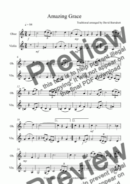 page one of Amazing Grace for Oboe and Violin Duet