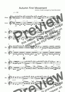 page one of Autumn (First Movement) for Oboe and Violin Duet