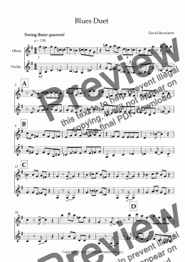 page one of Blues Duet for Oboe and Violin