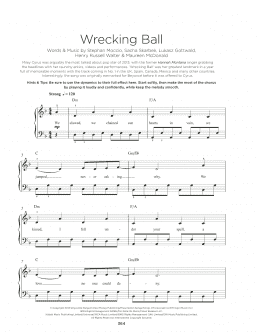 page one of Wrecking Ball (Really Easy Piano)