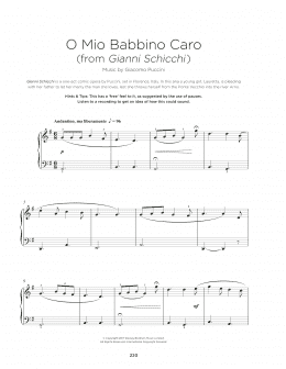 page one of O Mio Babbino Caro (Really Easy Piano)