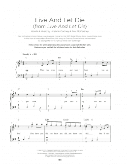 page one of Live And Let Die (Really Easy Piano)