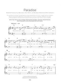 page one of Paradise (Really Easy Piano)