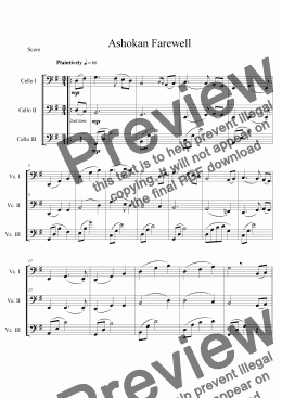 page one of Ashokan Farewell for Cello Trio - Score and Parts