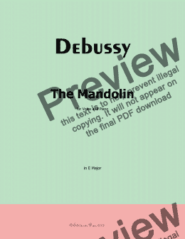 page one of Debussy-The Mandolin, in E Major