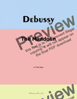 page one of Debussy-The Mandolin, in B flat Major