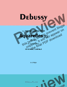 page one of Debussy-Green(Aquarelles I), in A Major