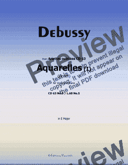 page one of Debussy-Green(Aquarelles I), in E Major