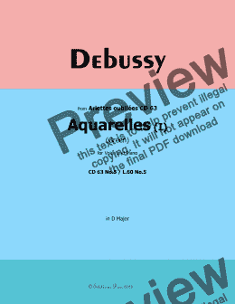 page one of Debussy-Green(Aquarelles I), in D Major