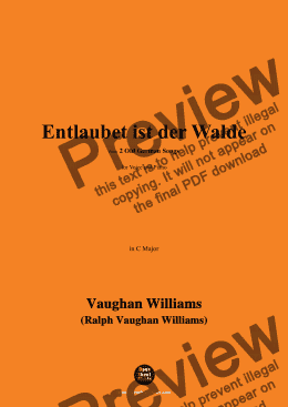 page one of Vaughan Williams-Entlaubet ist der Walde(1937),in C Major