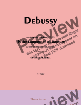 page one of Debussy-Tis the Languor of all Rapture, in F Major