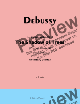 page one of Debussy-The Shadow of Trees, in D Major