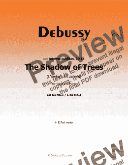 page one of Debussy-The Shadow of Trees, in E flat Major