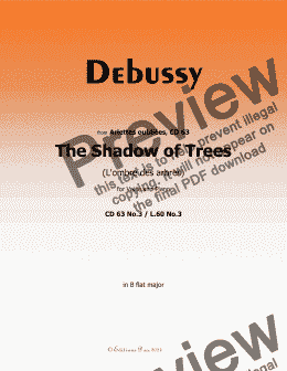 page one of Debussy-The Shadow of Trees, in B flat Major