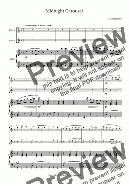 page one of  Midnight Carousel For Flute Duet and Piano