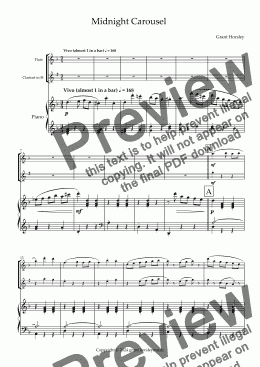 page one of  Midnight Carousel For Flute, Clarinet and Piano.