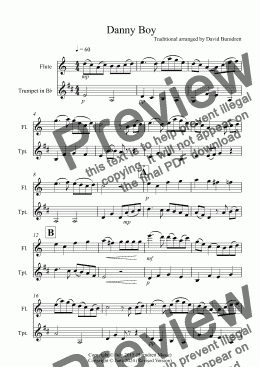 page one of Danny Boy for Flute and Trumpet