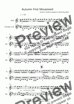 page one of Autumn (First Movement) for Flute and Trumpet Duet