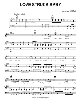 page one of Love Struck Baby (Piano, Vocal & Guitar Chords (Right-Hand Melody))