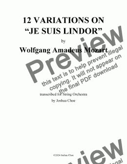 page one of 12 Variations on "Je suis Lindor," K.354