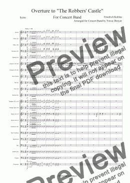 page one of Overture to %22The Robbers' Castle%22 - Kuhlau - Concert Band - Score