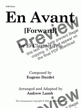 page one of Eugene Dardet | En Avant | Forward | for Eb Clarinet Trio