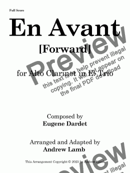 page one of Eugene Dardet | En Avant | Forward | for Alto Clarinet in Eb Trio