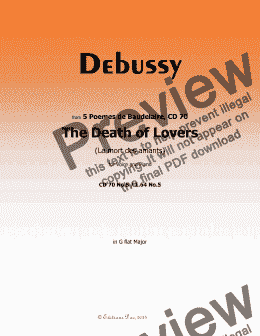 page one of Debussy-The Death of Lovers,CD 70 No.5,in G flat Major