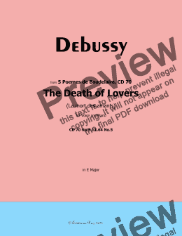 page one of Debussy-The Death of Lovers, in E Major