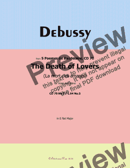 page one of Debussy-The Death of Lovers, in E flat Major