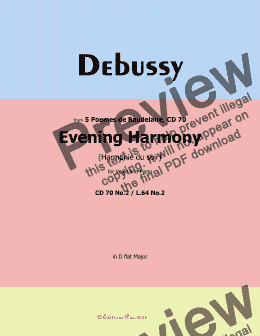 page one of Debussy-Evening Harmony,in D flat Major