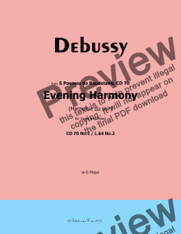 page one of Debussy-Evening Harmony,in D Major