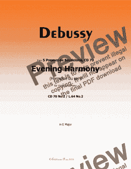 page one of Debussy-Evening Harmony,in E Major