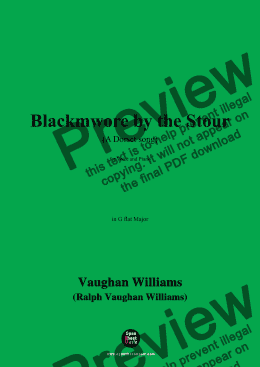 page one of Vaughan Williams-Blackmwore by the Stour(A Dorset song)(1902),in G flat Major