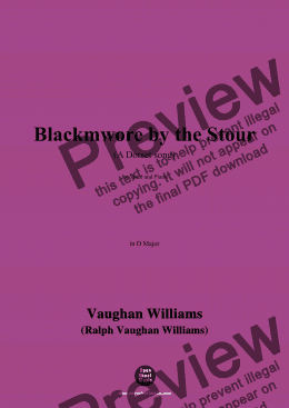 page one of Vaughan Williams-Blackmwore by the Stour(A Dorset song)(1902),in D Major