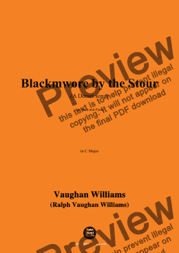 page one of Vaughan Williams-Blackmwore by the Stour(A Dorset song)(1902),in C Major